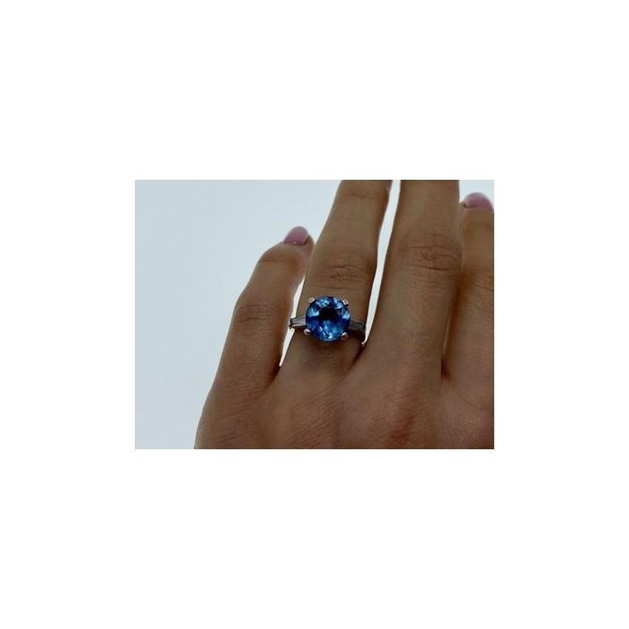 925 Sterling Silver Blue Topaz & Quartz Ring Size 6.5