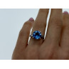 925 Sterling Silver Blue Topaz & Quartz Ring Size 6.5