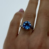 925 Sterling Silver Blue Topaz & Quartz Ring Size 6.5