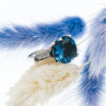 925 Sterling Silver Blue Topaz & Quartz Ring Size 6.5
