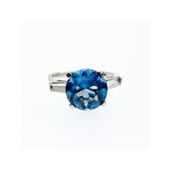 925 Sterling Silver Blue Topaz & Quartz Ring Size 6.5