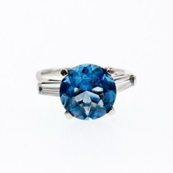 925 Sterling Silver Blue Topaz & Quartz Ring Size 6.5