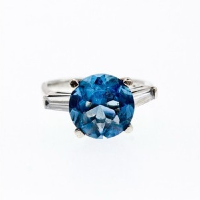 925 Sterling Silver Blue Topaz & Quartz Ring Size 6.5