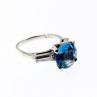 925 Sterling Silver Blue Topaz & Quartz Ring Size 6.5