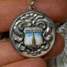 925 Sterling Silver Empire State Building Enamel Pendant Lenth 1.4 Inch