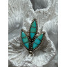 925 Sterling Silver Turquoise Brooch Length 1.3 Inch