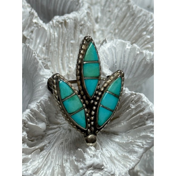 925 Sterling Silver Turquoise Brooch Length 1.3 Inch