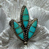 925 Sterling Silver Turquoise Brooch Length 1.3 Inch