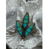 925 Sterling Silver Turquoise Brooch Length 1.3 Inch