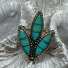 925 Sterling Silver Turquoise Brooch Length 1.3 Inch