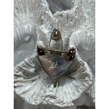 925 Sterling Silver Turquoise Brooch Length 1.3 Inch