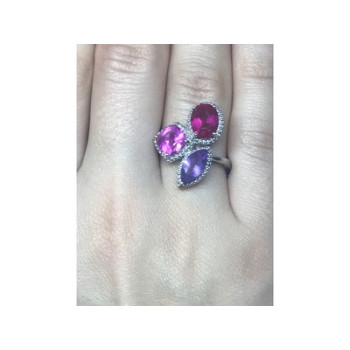 925 Sterling Silver Amethyst & Spinel Ring Size 8