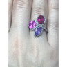 925 Sterling Silver Amethyst & Spinel Ring Size 8