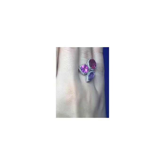 925 Sterling Silver Amethyst & Spinel Ring Size 8