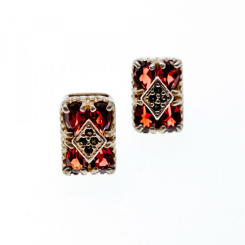 925 Sterling Silver Almandine & Black Spinel Earrings