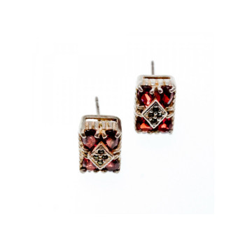 925 Sterling Silver Almandine & Black Spinel Earrings