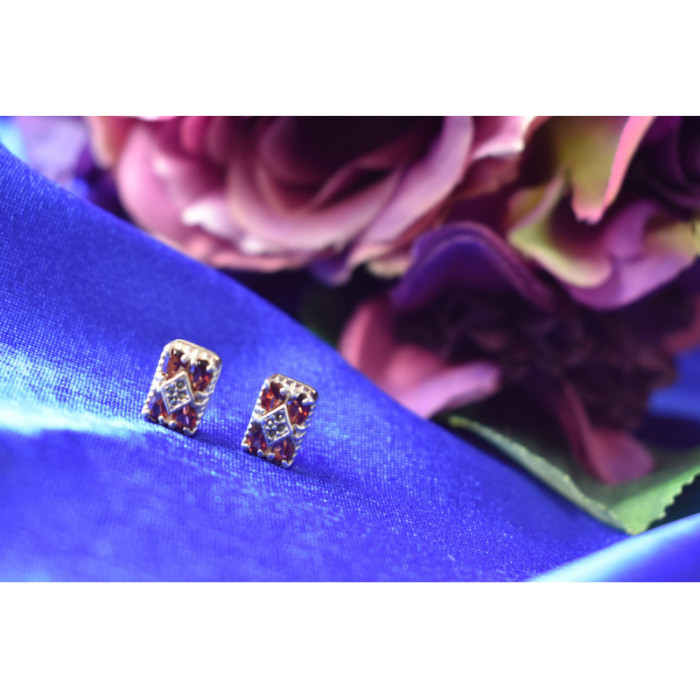 925 Sterling Silver Almandine & Black Spinel Earrings
