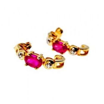 925 Sterling Silver Gold Plated Pink Topaz Stud Earrings