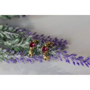 925 Sterling Silver Gold Plated Pink Topaz Stud Earrings