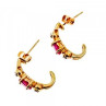 925 Sterling Silver Gold Plated Pink Topaz Stud Earrings