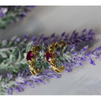 925 Sterling Silver Gold Plated Pink Topaz Stud Earrings
