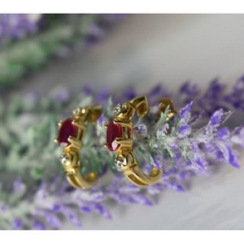 925 Sterling Silver Gold Plated Pink Topaz Stud Earrings