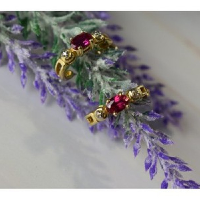 925 Sterling Silver Gold Plated Pink Topaz Stud Earrings