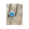 925 Sterling Silver Blue Topaz Ring Size 8