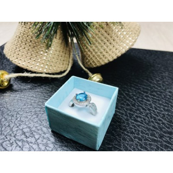 925 Sterling Silver Blue Topaz Ring Size 8