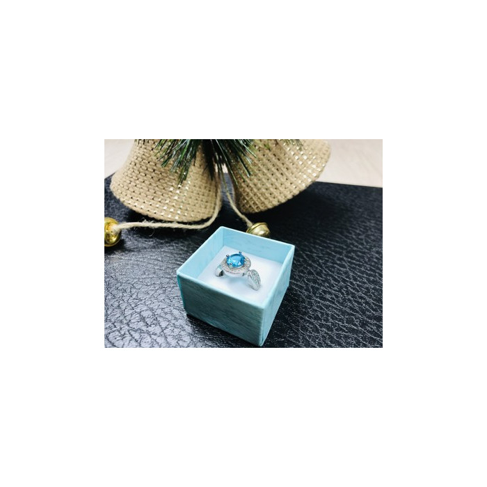 925 Sterling Silver Blue Topaz Ring Size 8