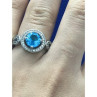 925 Sterling Silver Blue Topaz Ring Size 8