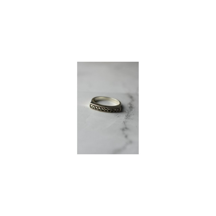 925 Sterling Silver Black Spinel Ring Size 6.5