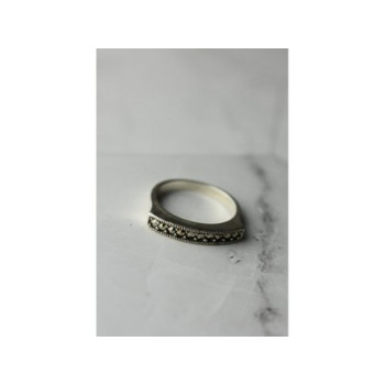 925 Sterling Silver Black Spinel Ring Size 6.5