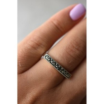 925 Sterling Silver Black Spinel Ring Size 6.5