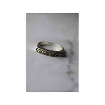 925 Sterling Silver Black Spinel Ring Size 6.5