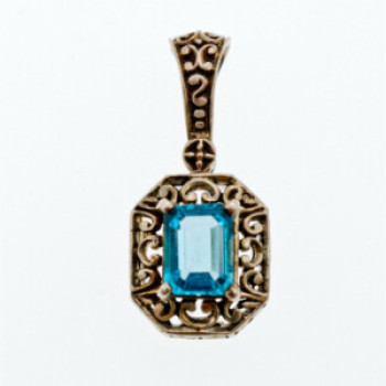 925 Sterling Silver Blue Topaz Pendant