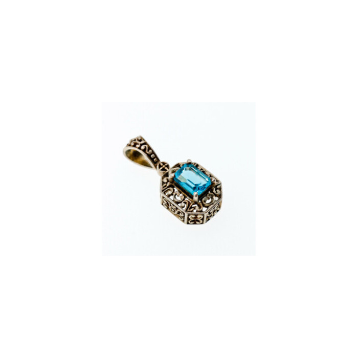 925 Sterling Silver Blue Topaz Pendant