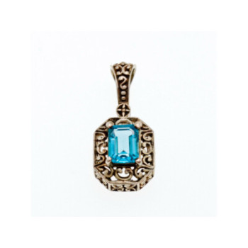 925 Sterling Silver Blue Topaz Pendant