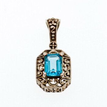 925 Sterling Silver Blue Topaz Pendant
