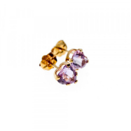 10K Yellow Gold Tanzanite Hearts Earrings