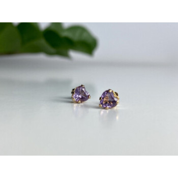 10K YELLOW GOLD TANZANITE HEARTS EARRINGS