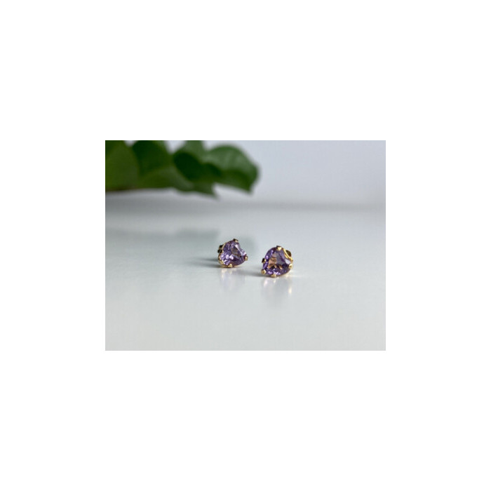 10K YELLOW GOLD TANZANITE HEARTS EARRINGS