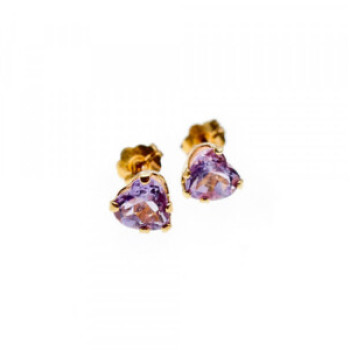 10K Yellow Gold Tanzanite Hearts Earrings