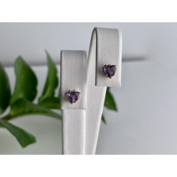 10K YELLOW GOLD TANZANITE HEARTS EARRINGS