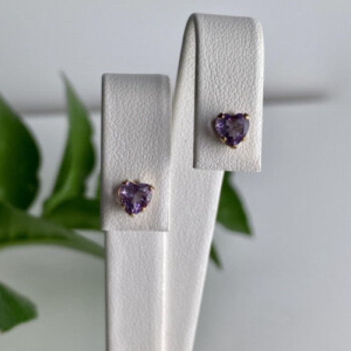 10K Yellow Gold Tanzanite Hearts Earrings