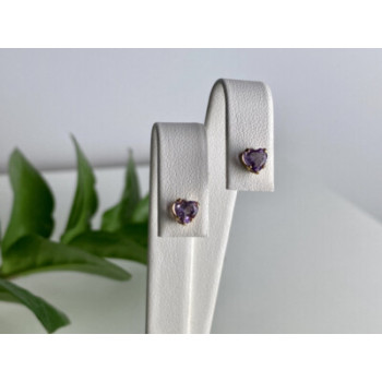 10K YELLOW GOLD TANZANITE HEARTS EARRINGS