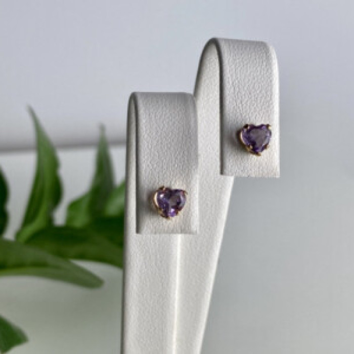 10K Yellow Gold Tanzanite Hearts Earrings