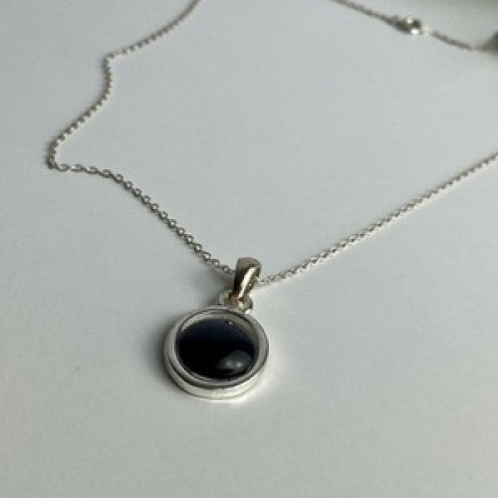 925 Sterling Silver Black Onyx Chain With Pendant