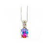 925 STERLING SILVER MULTICOLOR CZ CHAIN WITH PENDANT ITALY