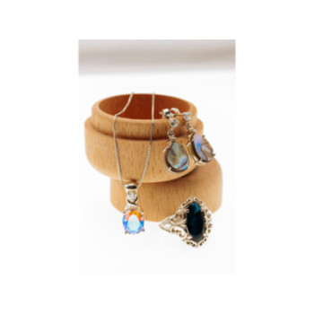 925 STERLING SILVER MULTICOLOR CZ CHAIN WITH PENDANT ITALY